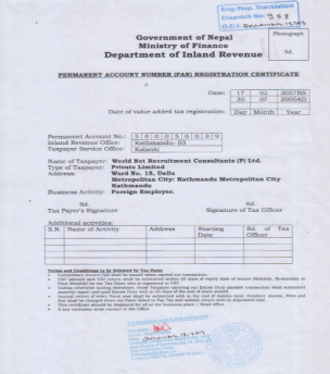 Tax Registration Certificate